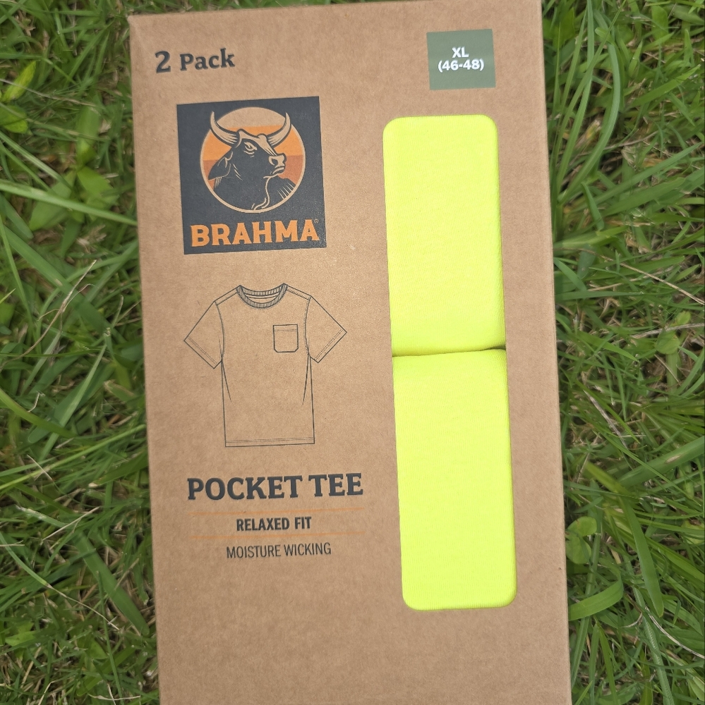 Brahma Vibrant Yellow Short Sleeve Tee Relaxed Fit 2 Pair XL